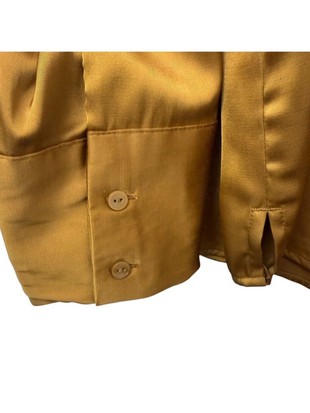 Abercrombie & Fitch Satin Blouse XL Golden Brown Button Up Womens Top - Picture 6 of 9